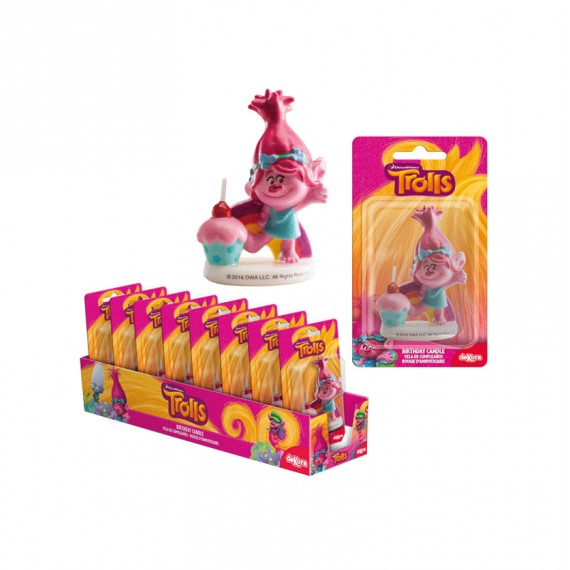 VELA TROLLS POPPY 3D 7,5CM 8UN.REF.346158