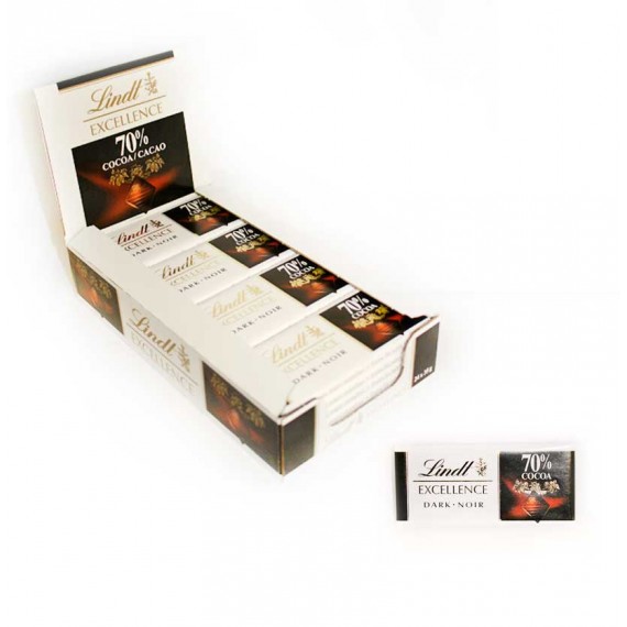 LINDT EXCELL. SNACK 70% CACAO 24X35GR.