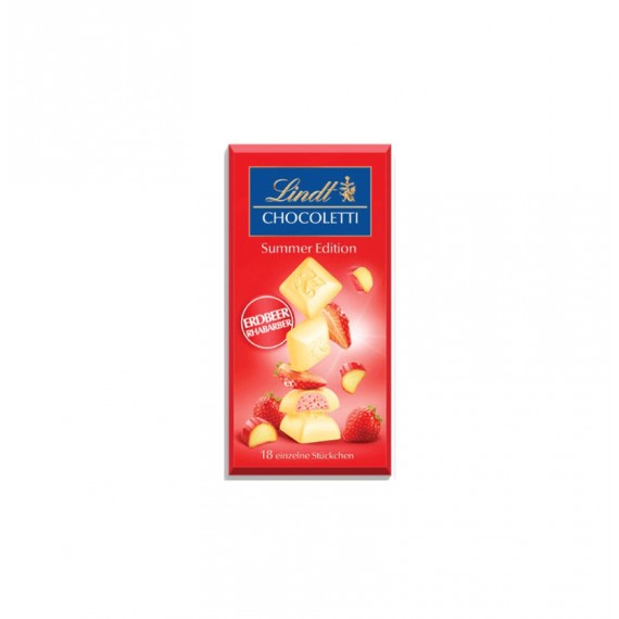 LINDT CHOCOLETTI SUMMER ED.ERDBEER-RHABARBE 100GR.