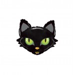 GLOBO FOIL 28" FIGURA CABEZA GATO NEGRO