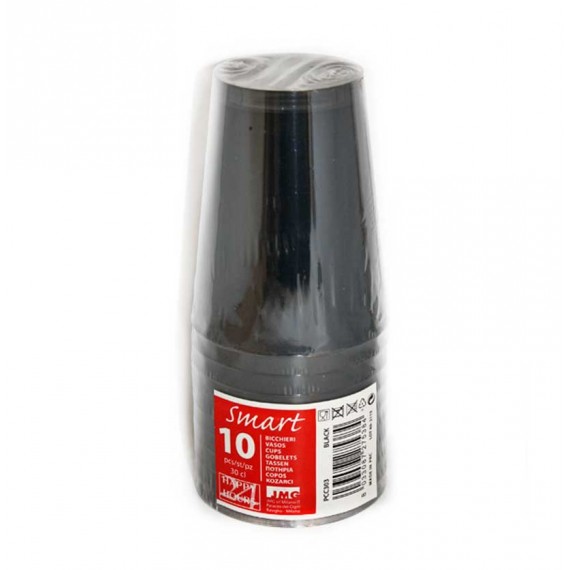 VASOS 10U.30CL. NEGRO